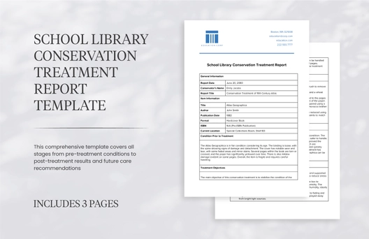 School Library Conservation Treatment Report Template School Library Conservation Treatment Report Template
