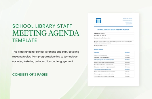 School Library Staff Meeting Agenda Template