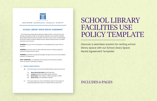 School Library Space Rental Agreement Template