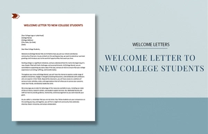 Welcome Letter To New College Students