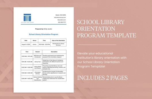 School Library Orientation Program Template School Library Orientation Program Template