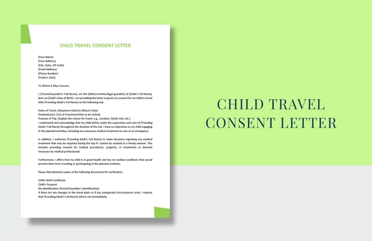 Child Travel Consent Letter Child Travel Consent Letter