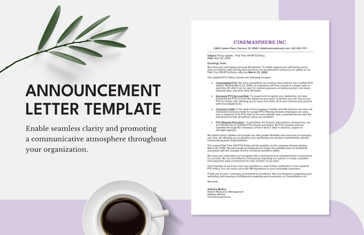 Announcement Letter Template