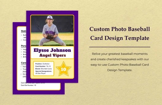 Custom Photo Baseball Card Design Template