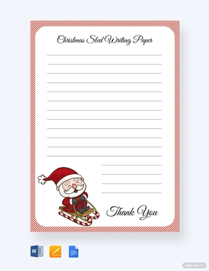 Christmas Sled writing Paper Template