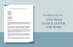 Two Week Notice Letter For Work