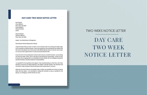 Day care Two Week Notice Letter
