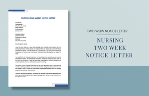 Nursing Two Weeks Notice Letter