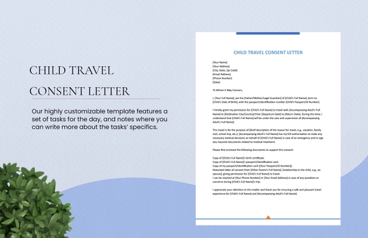 Child Travel Consent Letter Template Child Travel Consent Letter Template