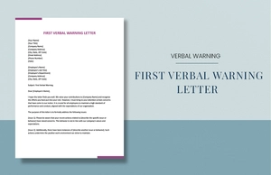 First Verbal Warning Letter First Verbal Warning Letter