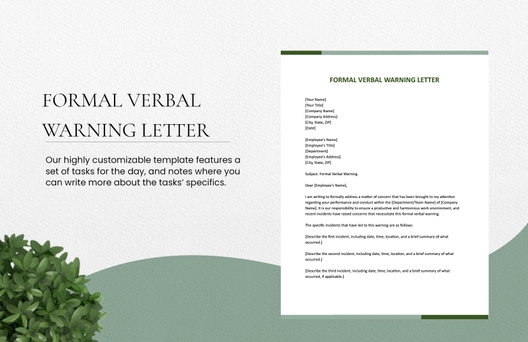 Formal Verbal Warning Letter Formal Verbal Warning Letter