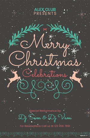 Chalkboard Christmas Party Poster Template