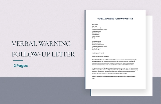Verbal Warning Follow-Up Letter Verbal Warning Follow-Up Letter