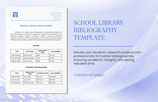 School Library Bibliography Template