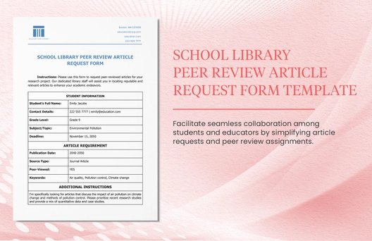 School Library Peer Review Article Request Form Template