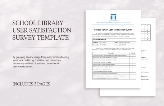School Library User Satisfaction Survey Template