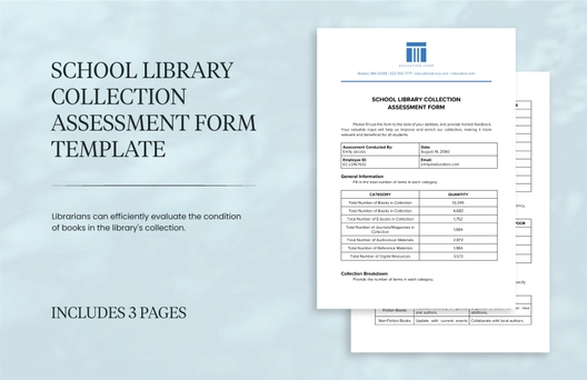 School Library Collection Assessment Form Template School Library Collection Assessment Form Template