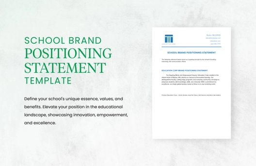 School Brand Positioning Statement Template