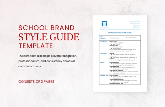 School Brand Style Guide Template