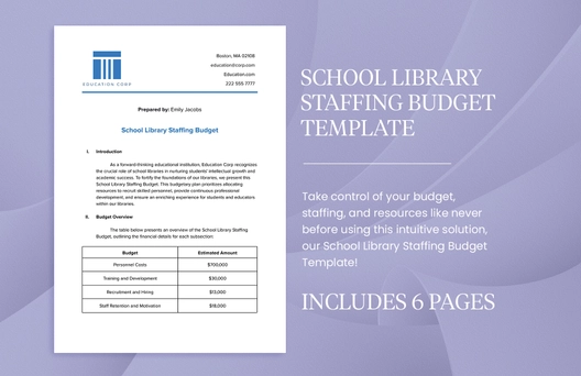 School Library Staffing Budget Template