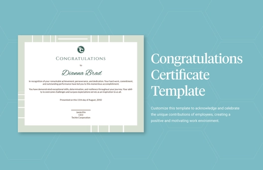 Congratulations Certificate Template