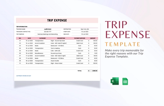 Trip Expense Template