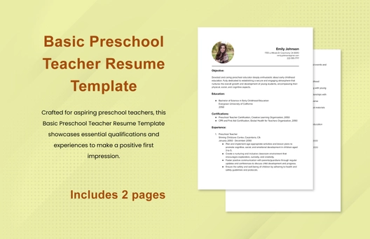 Basic Preschool Teacher Resume Template