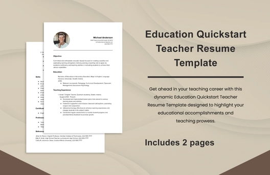 Education Quickstart Teacher Resume Template