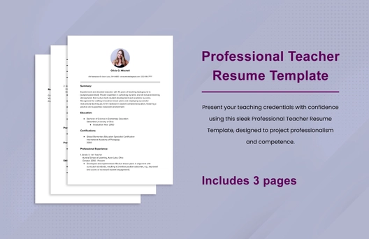 Professional Teacher Resume Template
