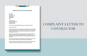 Complaint Letter To Contractor