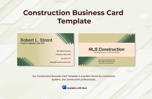 Construction Business Card Template