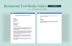 Restaurant Two Weeks Notice Letter