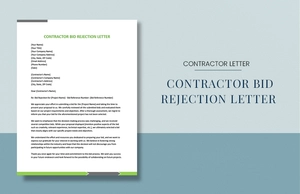 Contractor Bid Rejection Letter