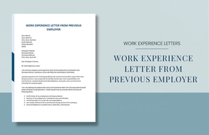 Work Experience Letter From Previous Employer
