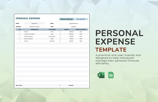 Personal Expense Template