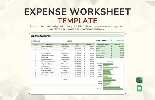 Expense Worksheet Template