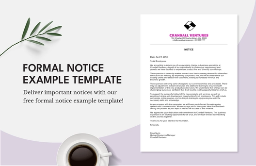 Formal Notice Example Template Formal Notice Example Template