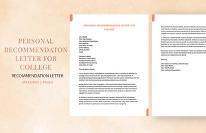 Personal Recommendation Letter For College
