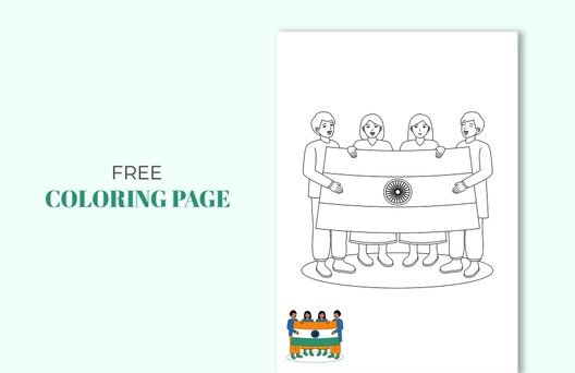 India Independence Day Coloring Page Template