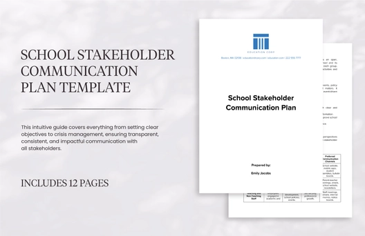 School Stakeholder Communication Plan Template