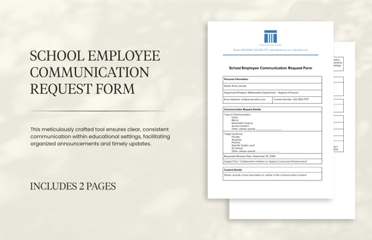 School Employee Communication Request Form School Employee Communication Request Form