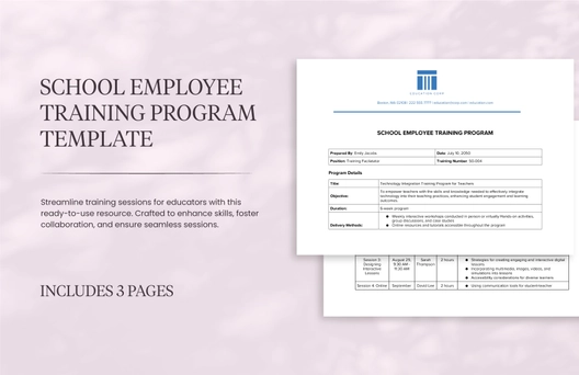 School Employee Training Program Template School Employee Training Program Template