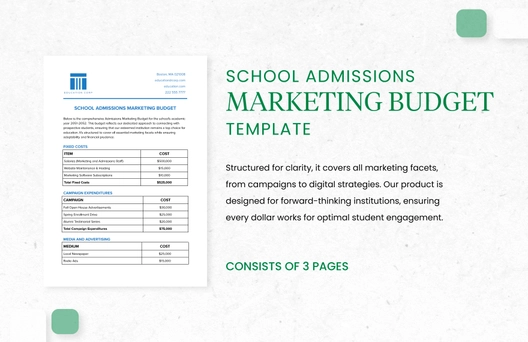 School Admissions Marketing Budget Template