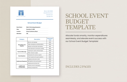 School Event Budget Template