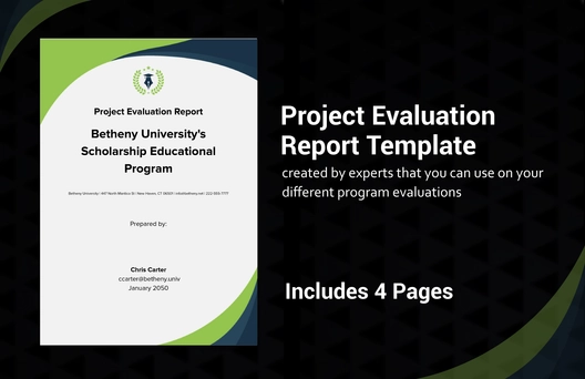 Project Evaluation Report Template Project Evaluation Report Template