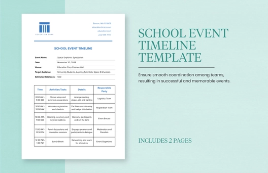 School Event Timeline Template