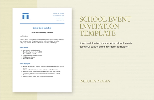 School Event Invitation Template