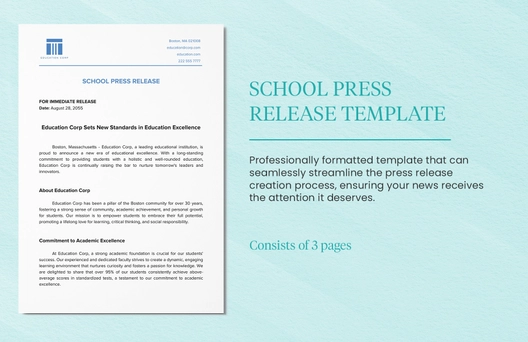 School Press Release Template