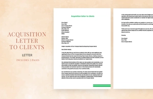 Acquisition letter to clients