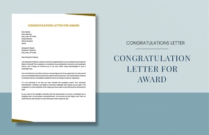 Congratulation Letter For Award